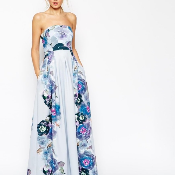 ASOS Salon Scuba Floral Crop Top Maxi Dress - Picture 5 of 5